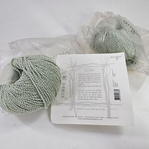 Lot Of 2 Bergere De France Light Green Retired Cotton,‎ Soy Yarn Origin Line